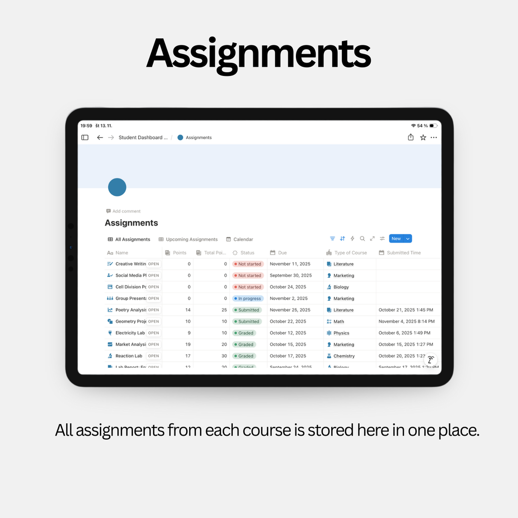 Student Dashboard - Calm Blue