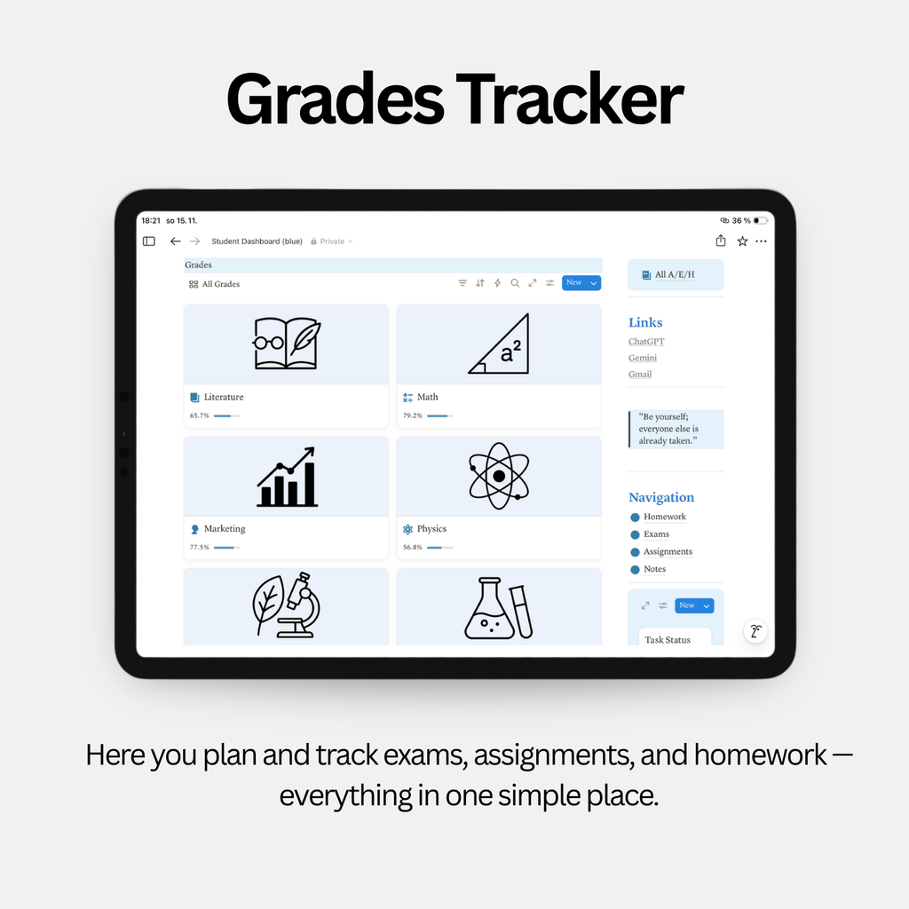 Student Dashboard - Calm Blue