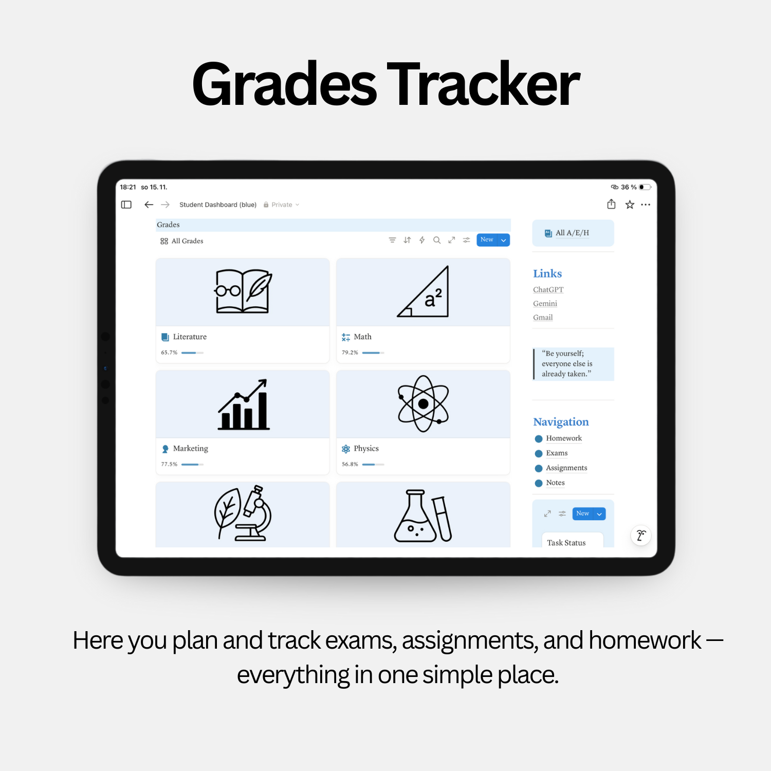 Student Dashboard - Calm Blue