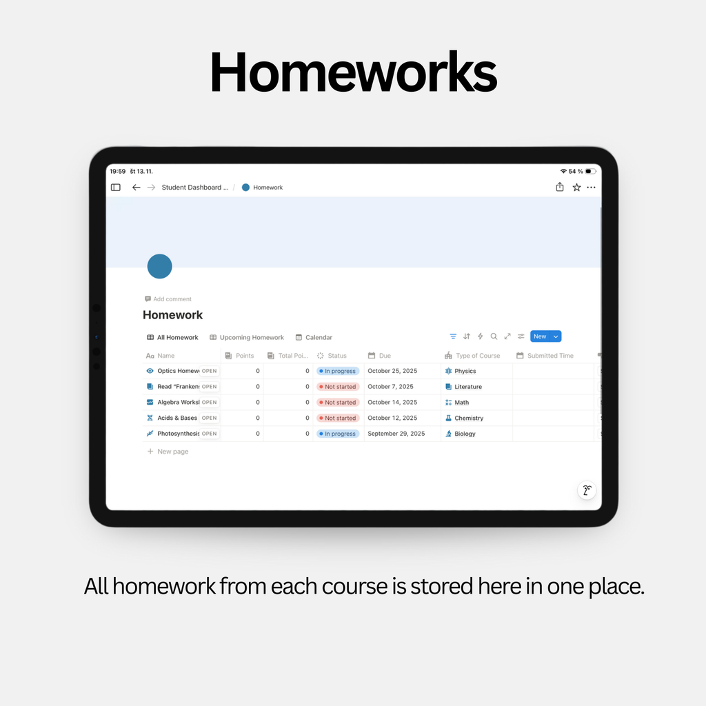 Student Dashboard - Calm Blue