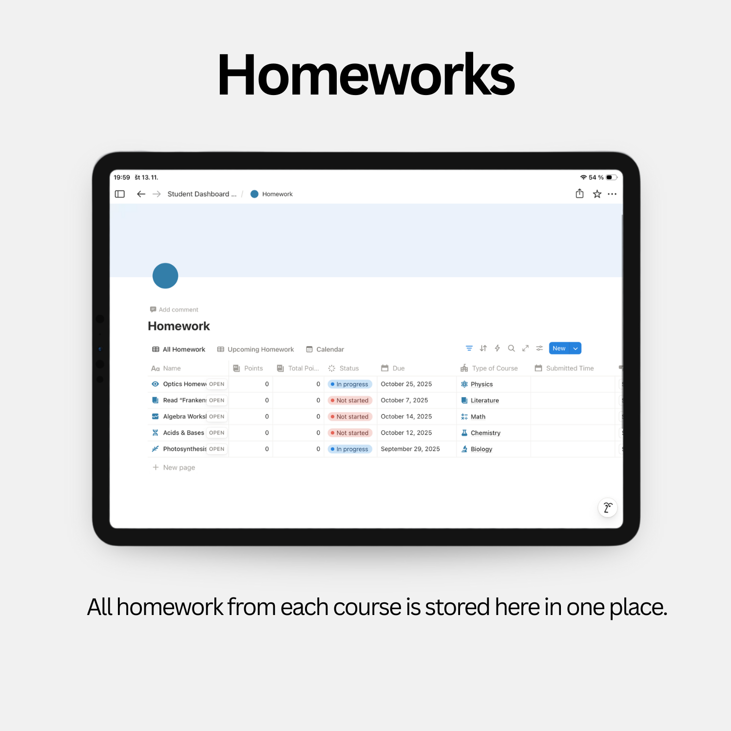 Student Dashboard - Calm Blue