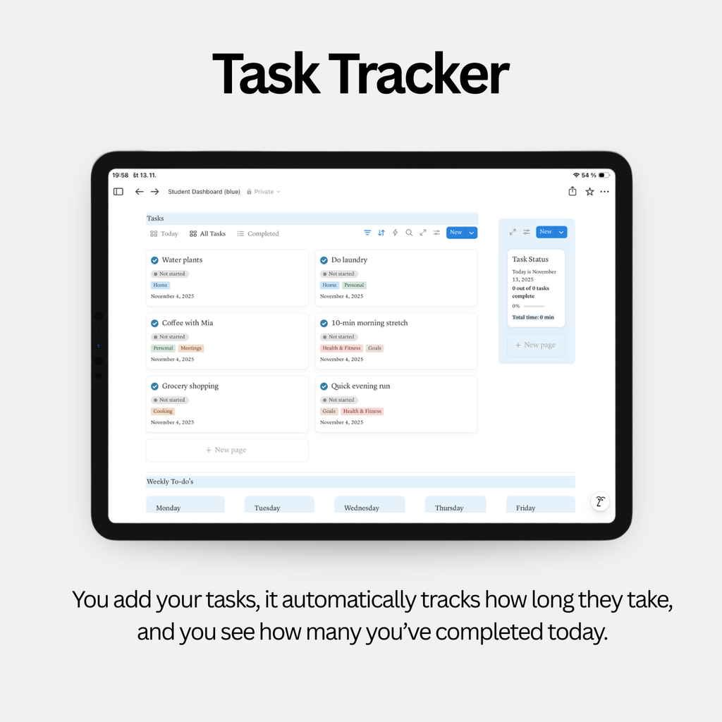 Student Dashboard - Calm Blue
