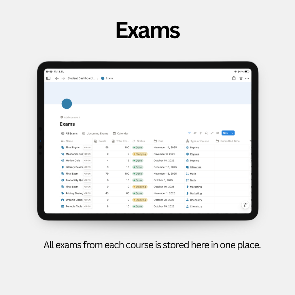 Student Dashboard - Calm Blue