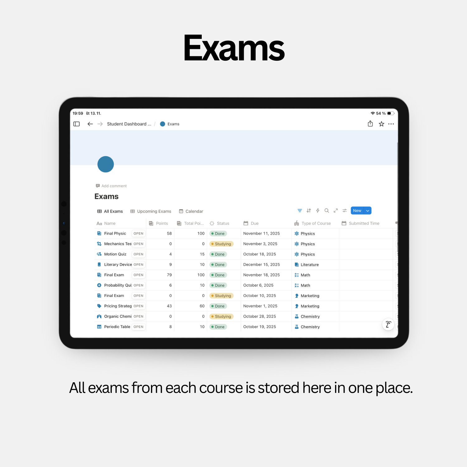 Student Dashboard - Calm Blue