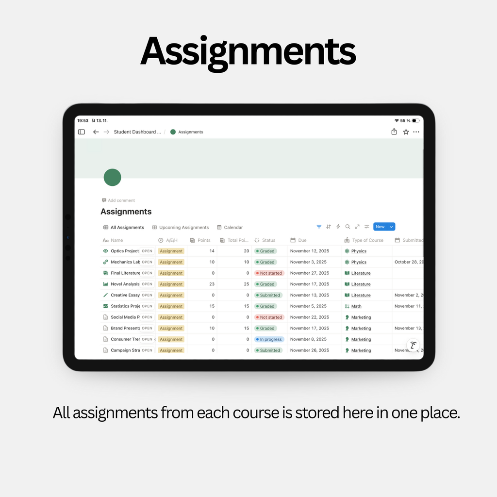 Student Dashboard - Fresh Green