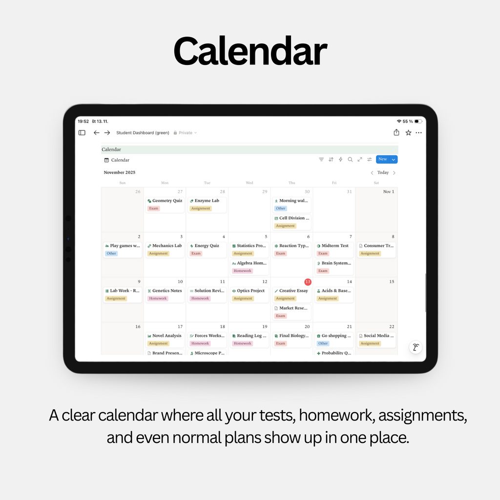 Student Dashboard - Fresh Green