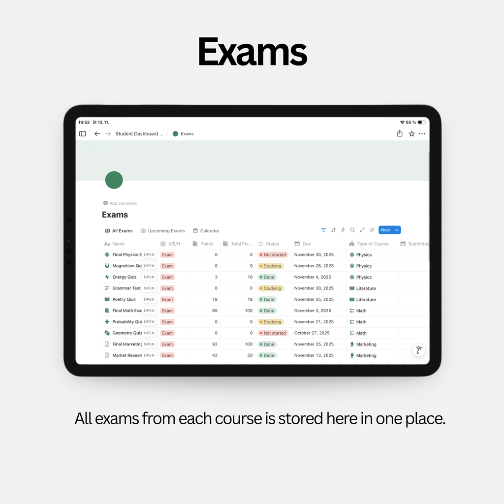 Student Dashboard - Fresh Green