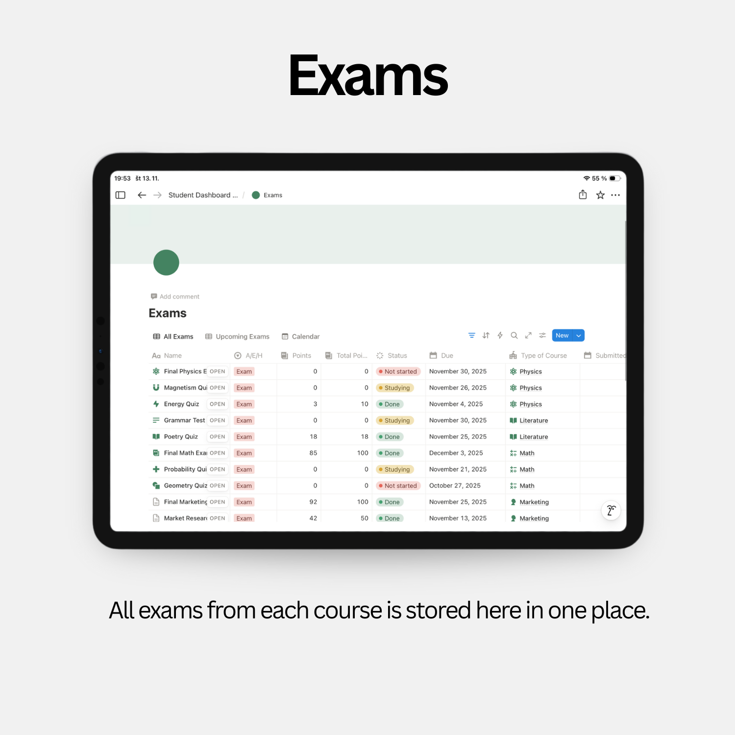 Student Dashboard - Fresh Green