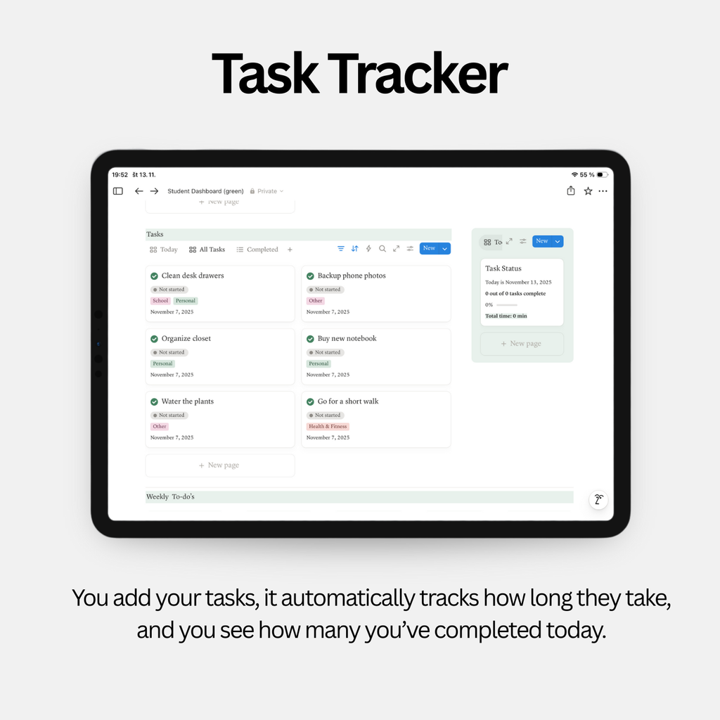Student Dashboard - Fresh Green