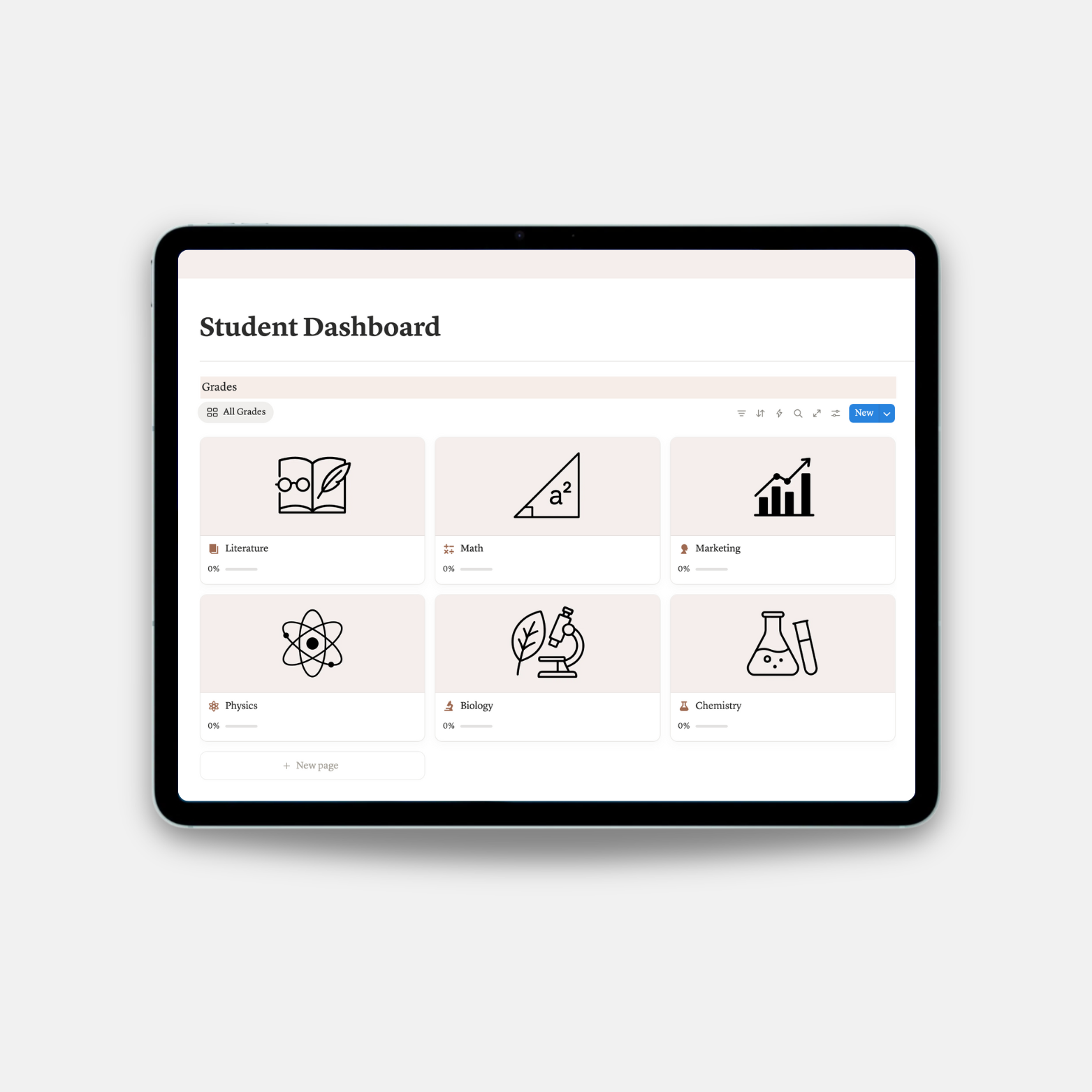 Student Dashboard - Soft Pink