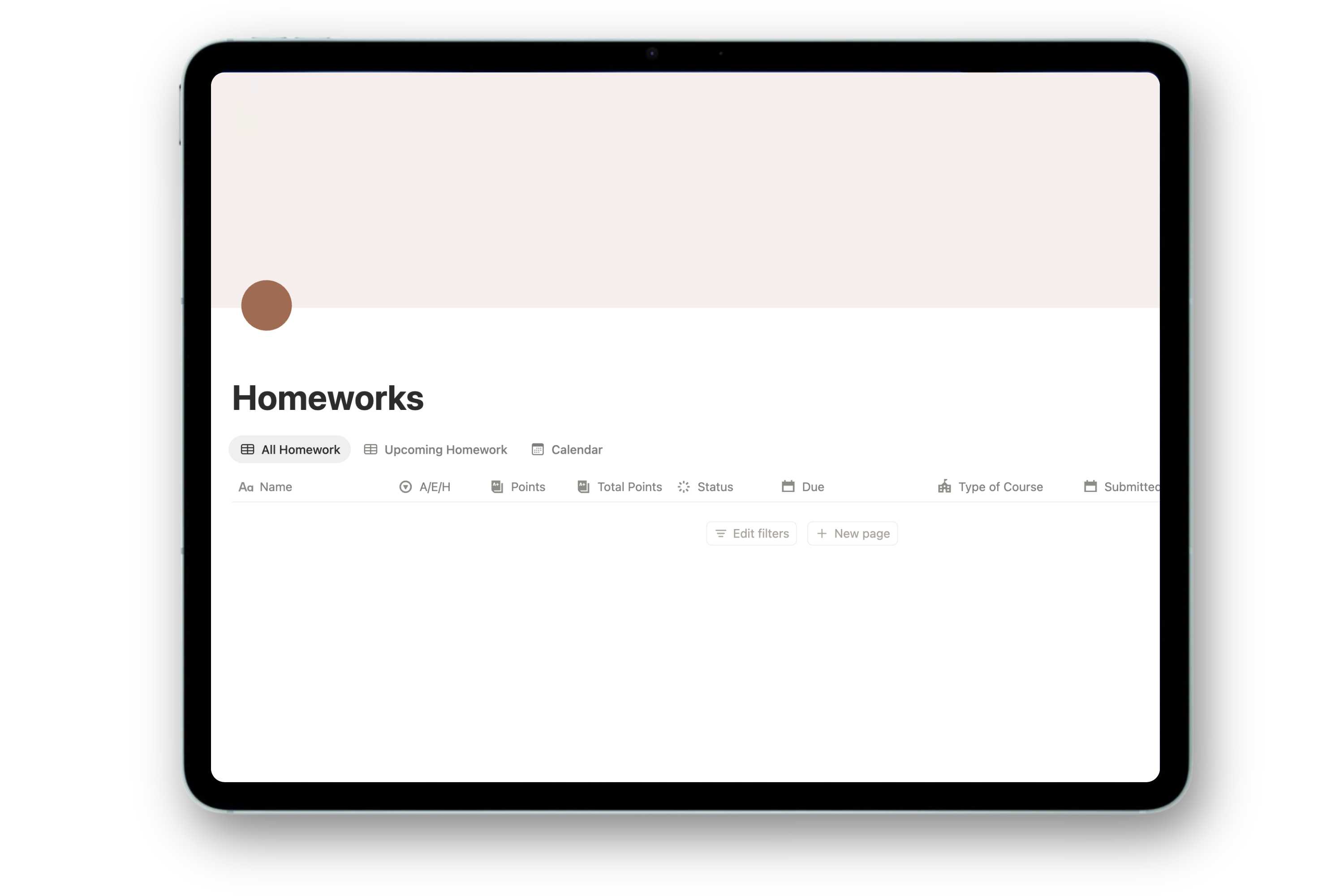 Student Dashboard - Soft Pink