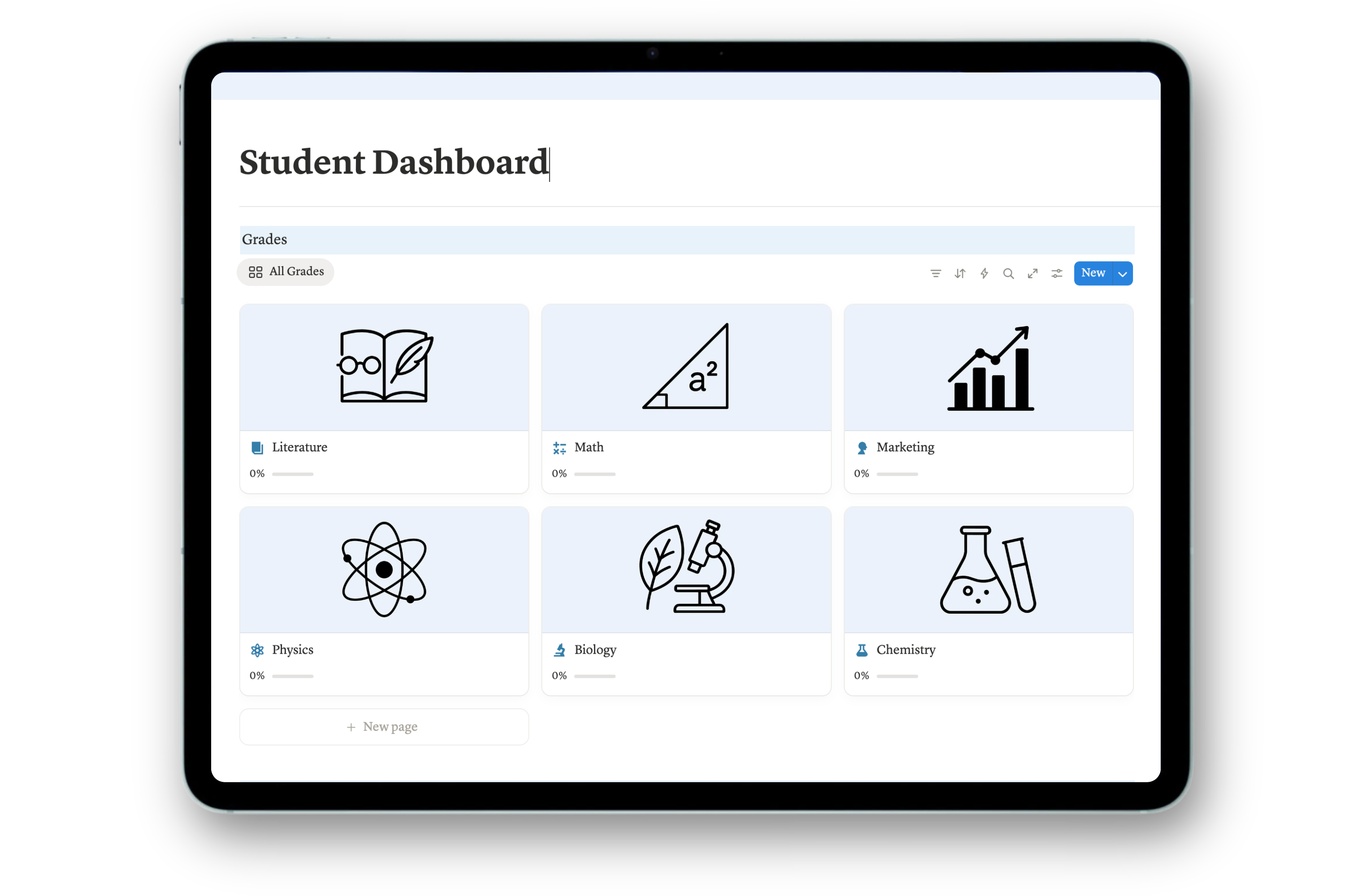 Student Dashboard - Calm Blue