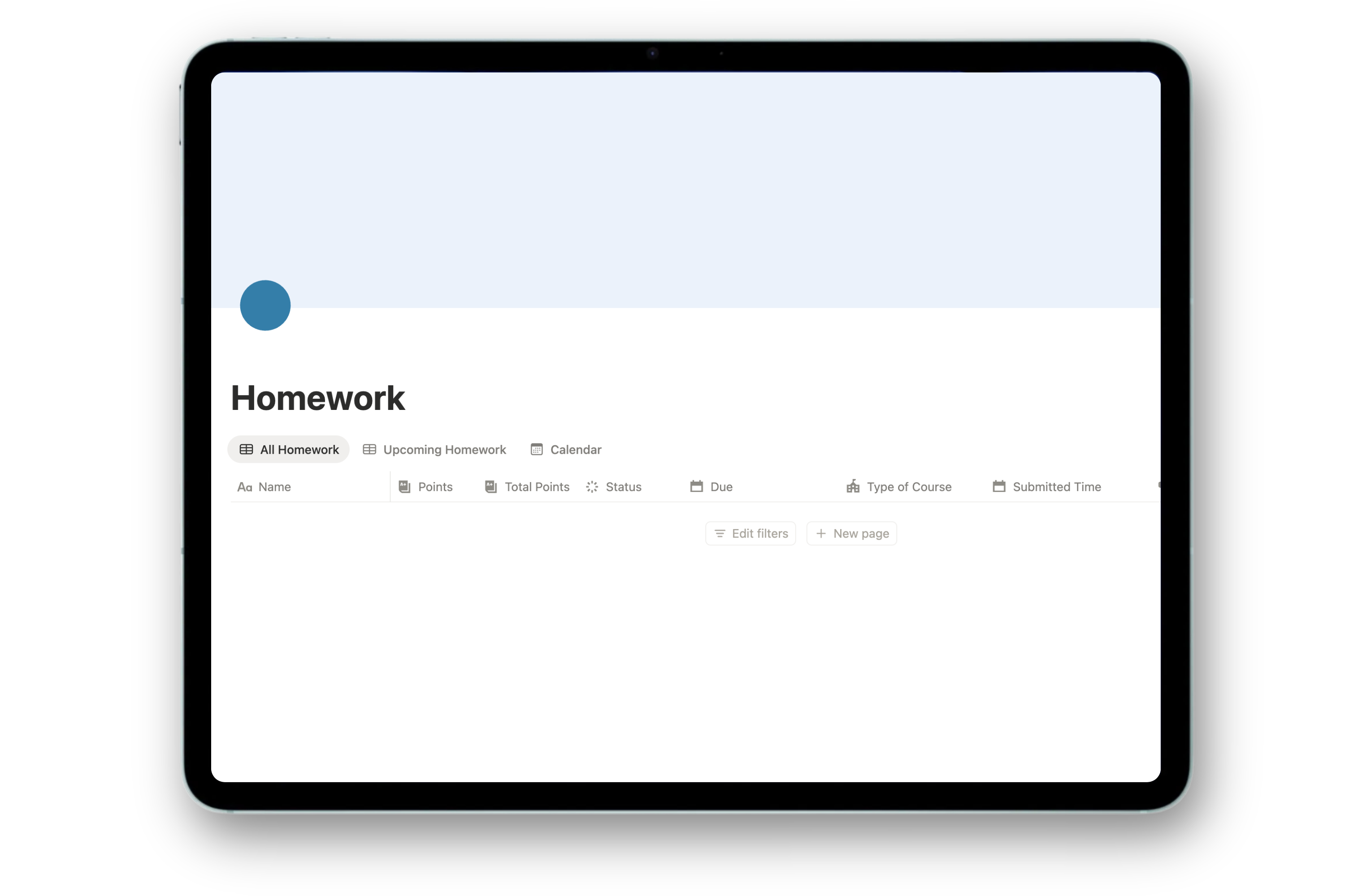 Student Dashboard - Calm Blue
