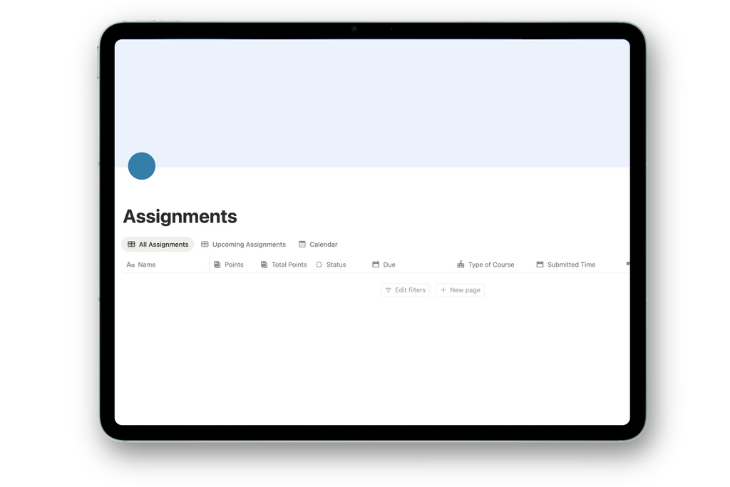 Student Dashboard - Calm Blue