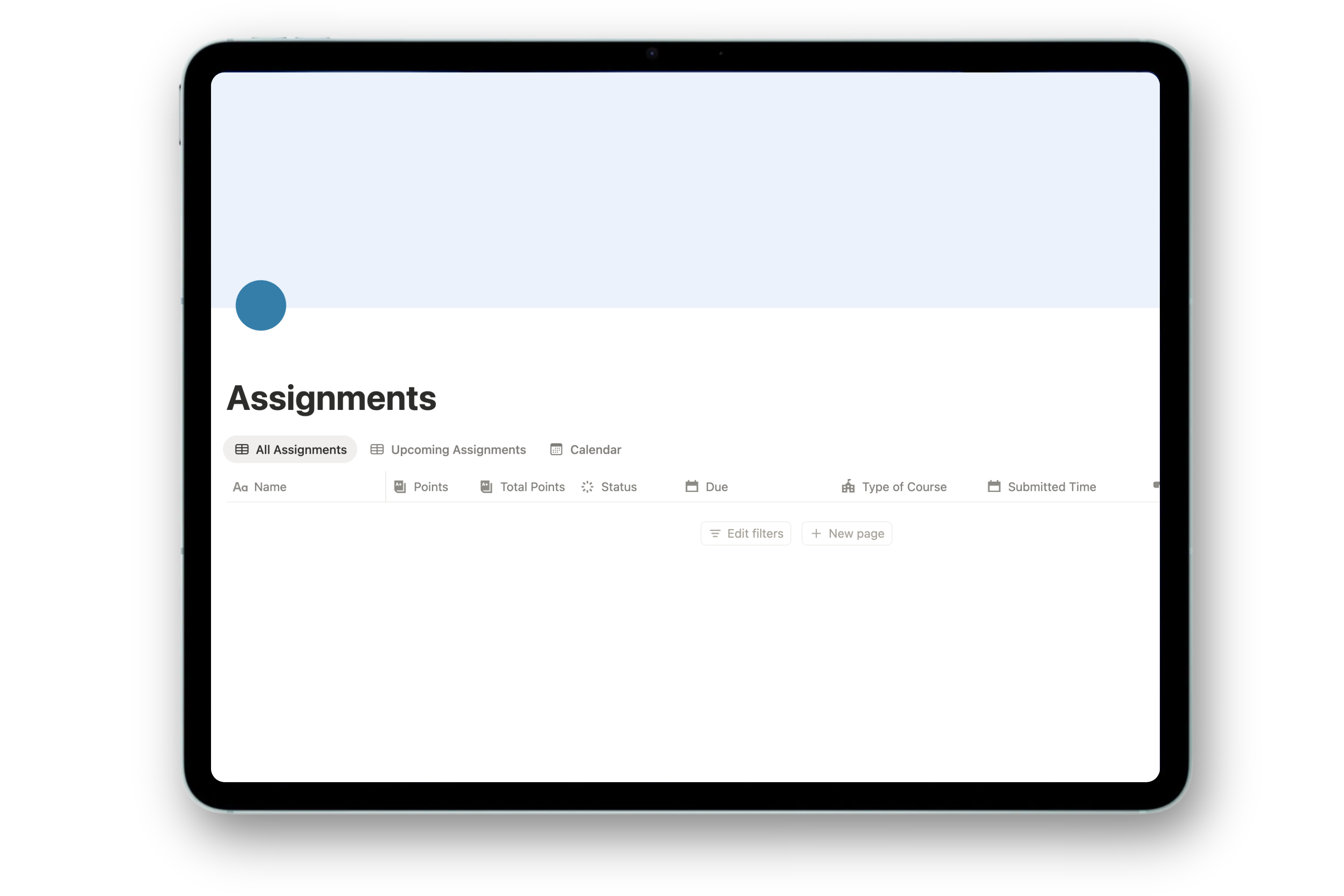 Student Dashboard - Calm Blue